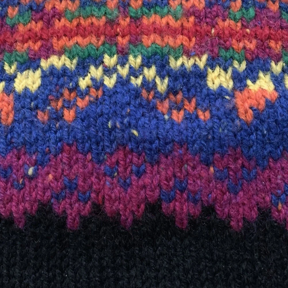 Vintage Express Tricot Wool Fair Isle Sweater Red Black Nordic Knit 100% Wool-M